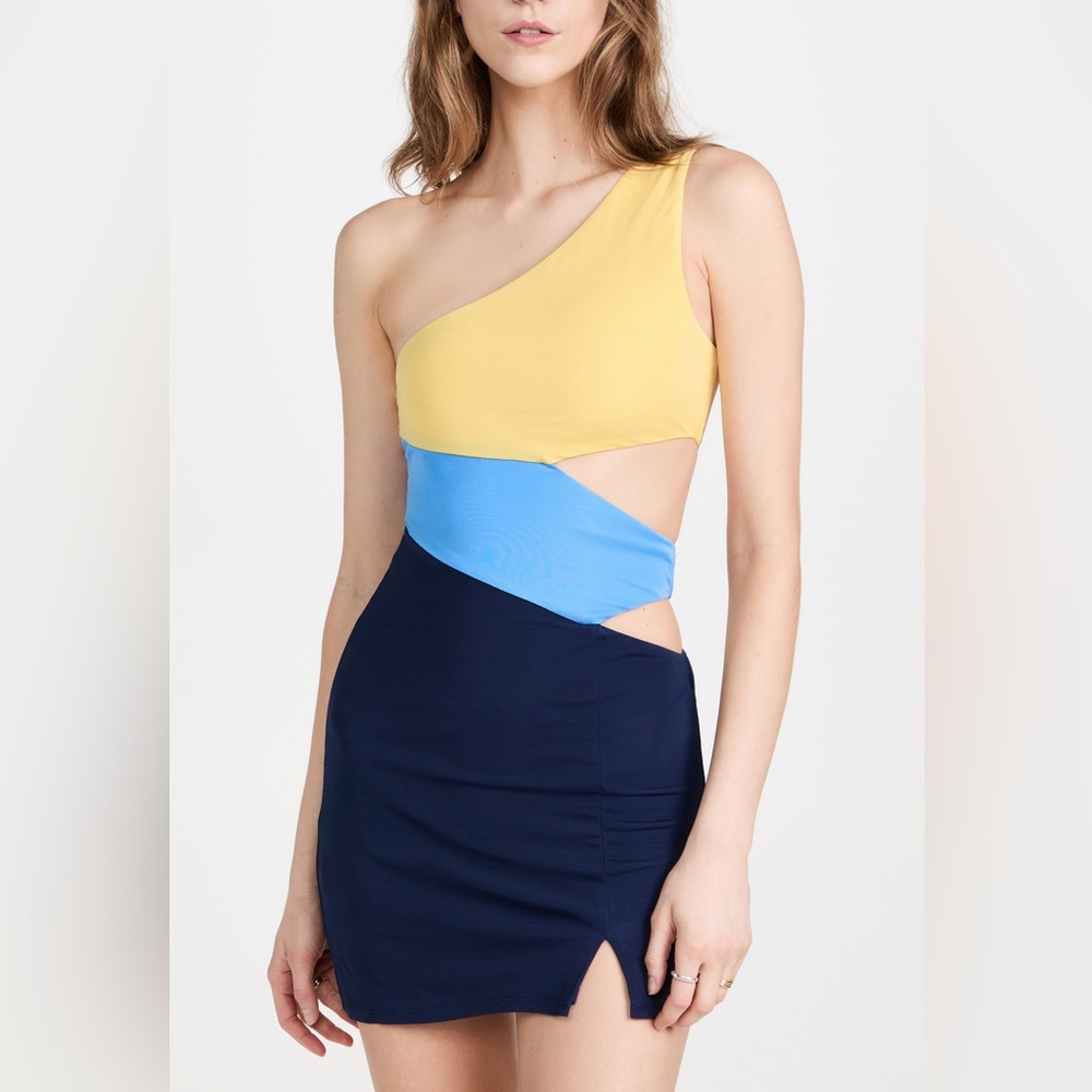 STAUD Letta Dress XL Yellow Blue‎ Good